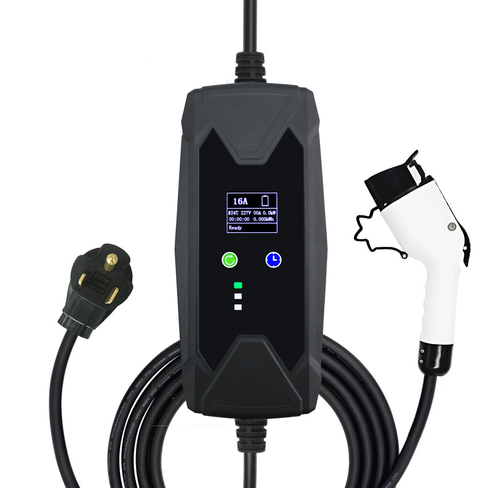Large touch screen High power 3 phase ev portable charger for electric vehicle charging