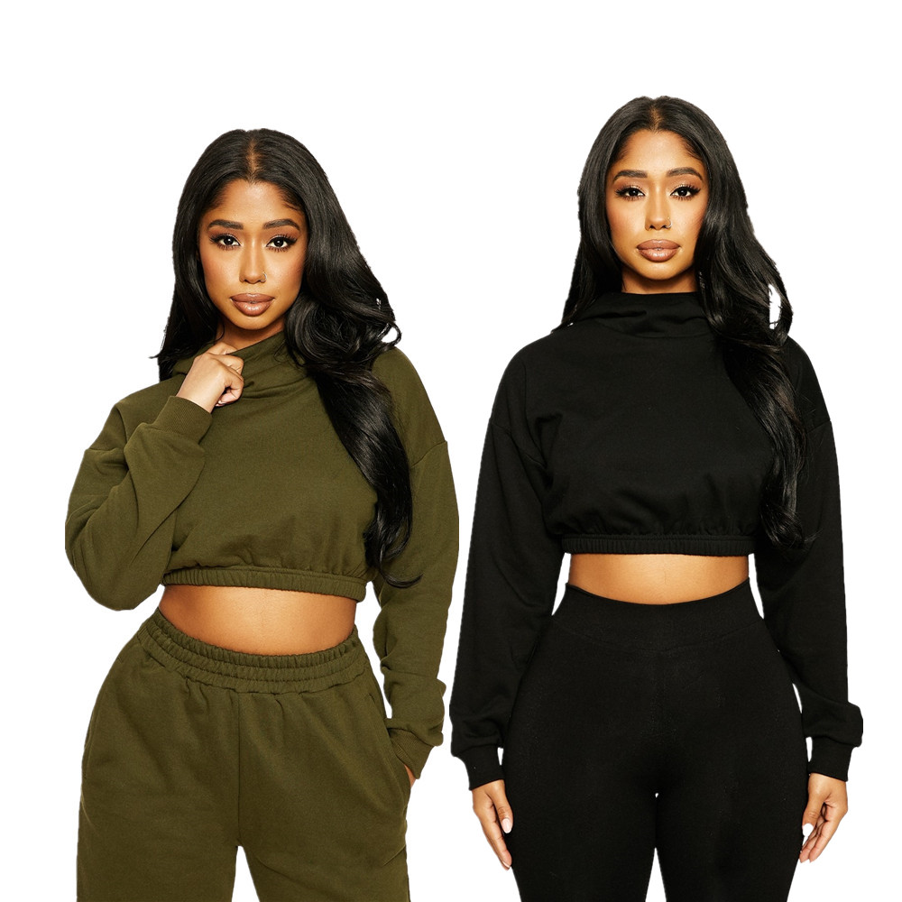 2021 New arrival jogger jumper cool girl custom crop top streetwear high quality oversized velvet women hoodie