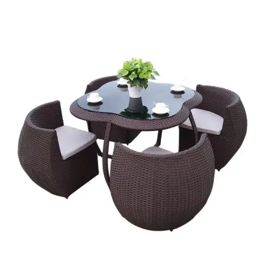 Дизайнерский кофейный столик и стулья из ротанга, уличный садовый набор