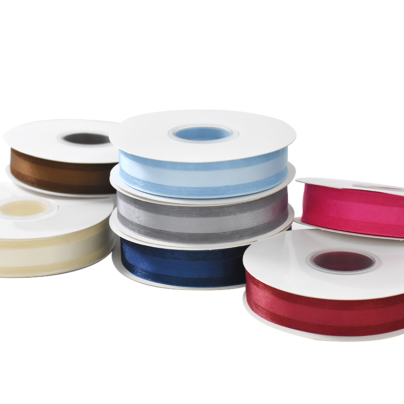 CSFY 1inch New Middle Satin Edge Organza Ribbon for gift packing flower plain organza ribbon roll
