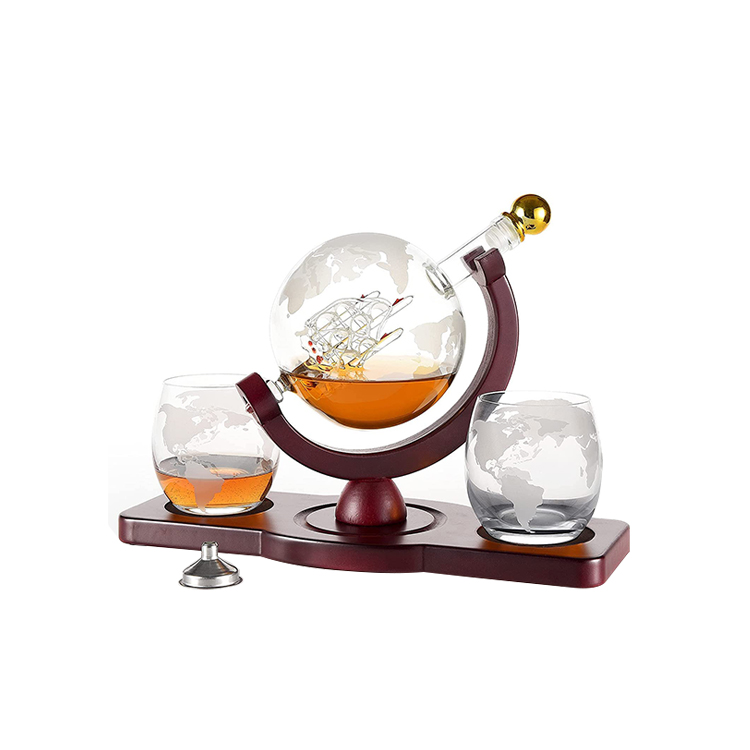 28oz Wholesale Glass Globe Decanter Set Men Dad Father Him Brother Personalized Decanter for Liquor Vodka Tequila