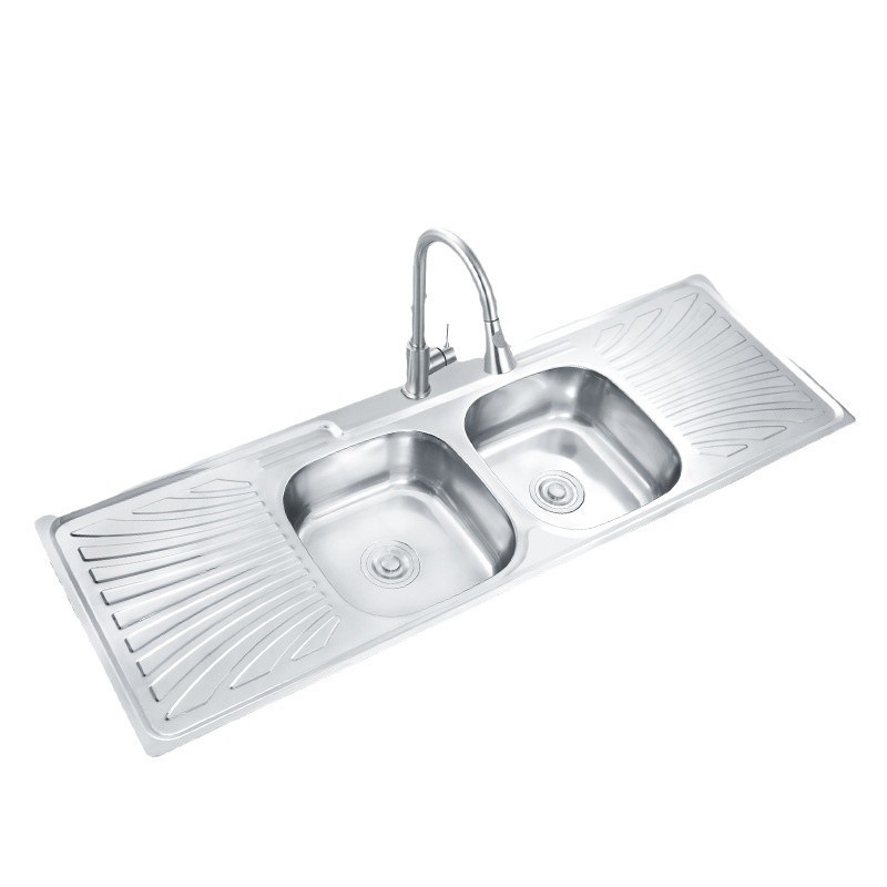 Factory Production Export 15050 Polished Sink Stainless Steel With Double Drainer Kitchen Double Bowl Sinks