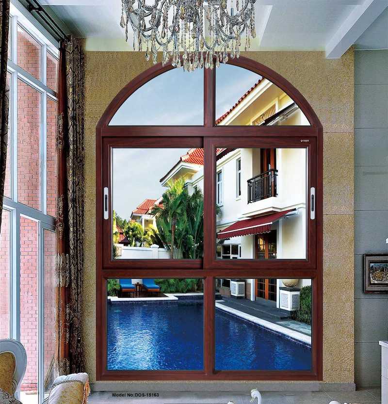 DIAOSI 75 Aluminum Profile Flat Panel Sliding Window Double Glaze Glass Curved Sliding Windows from China Manufacturer