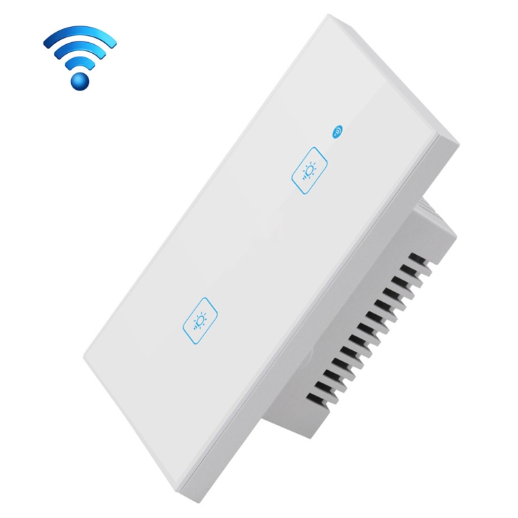 Умный настенный сенсорный выключатель с Wi-Fi, 2 А, 2 панели, умный настенный выключатель из закаленного стекла, переменный ток 90-250 В, вилка стандарта США