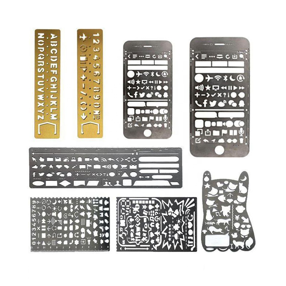 Custom bookmark Creative multi-function drawing graffiti hand account ruler stainless steel stencils