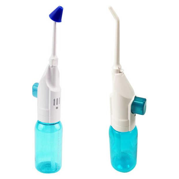 90ml Portable Oral Irrigator Pressure Dental Water Jet Flosser Nasal Irrigators Mouth Denture Tooth Cleaner with 2pcs Nozzles
