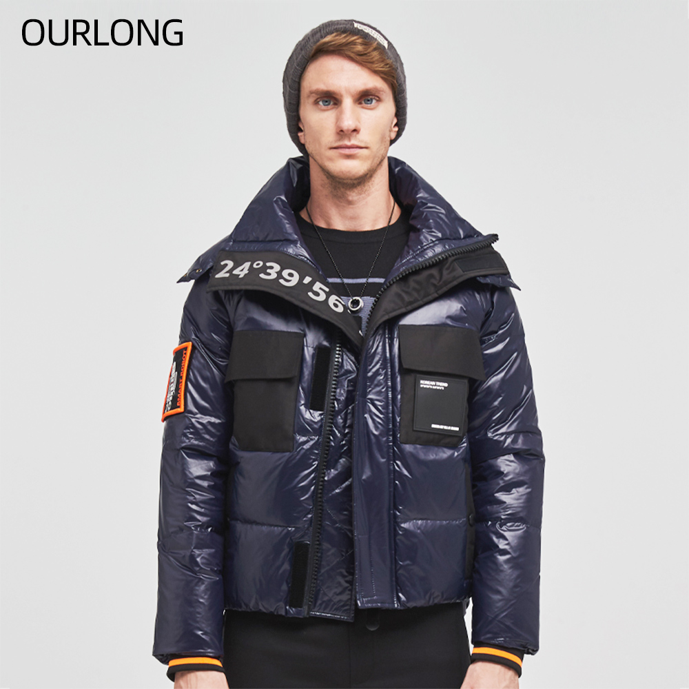 OURLONG custom puffy oversize down bubble coats winter padded quilted jacket for men