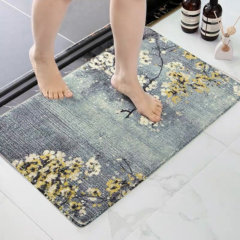 2021 new custom design flower printing door bath carpets mats and rugs