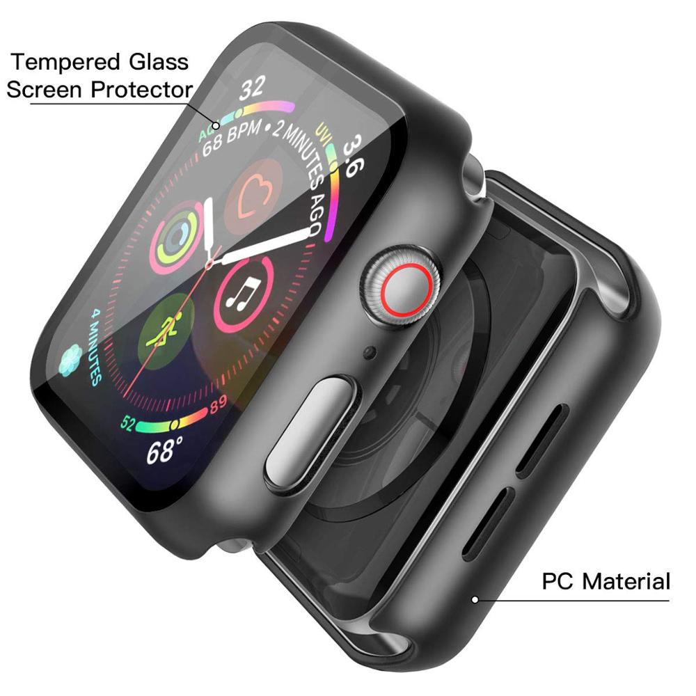 360 полноэкранная защита бампер рамка Матовый Жесткий чехол для Apple watch 6/SE/5/4/3/2/1 Защитная стеклянная пленка для iwatperch 4/5