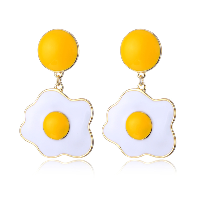 New Fashion Lovely fried egg alloy earrings exquisite poached egg earrings Jewelry for women