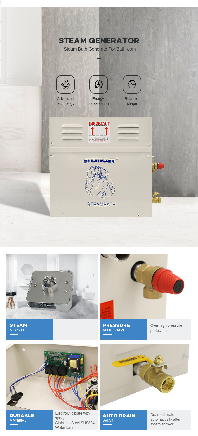 STCMOET Hot Mist Shower Sauna Steamer Generator Steamspa Generator