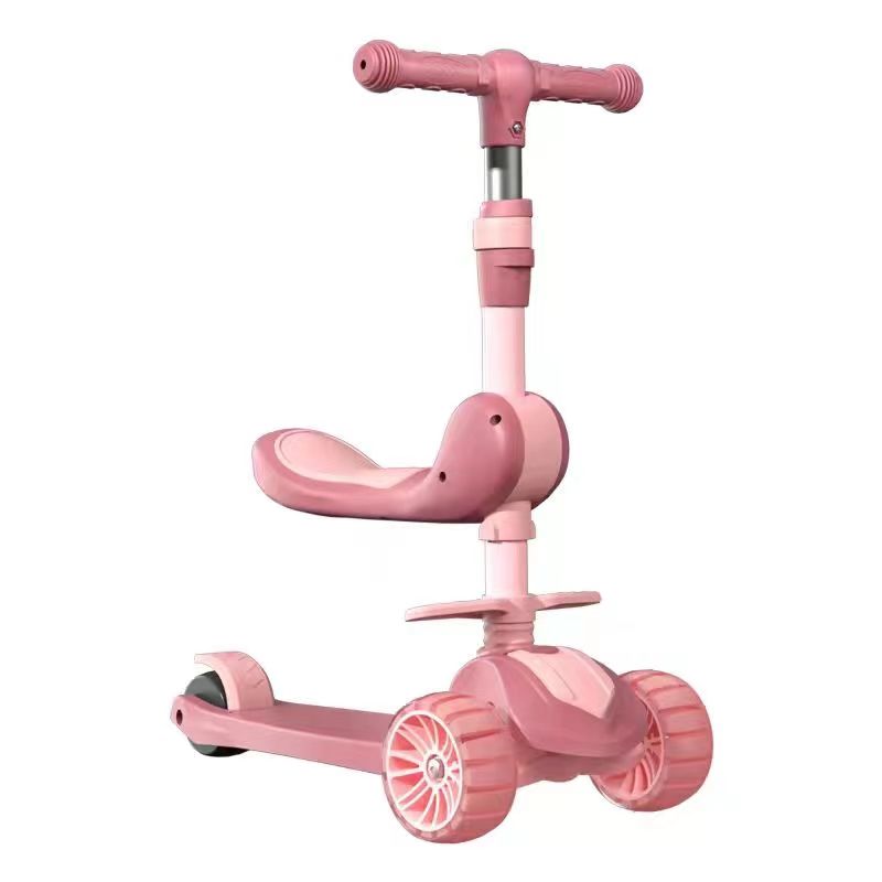 3 in 1 Children Scooter Seated PU light Wheels Kids Scooter Adjustable Height folding Scooter
