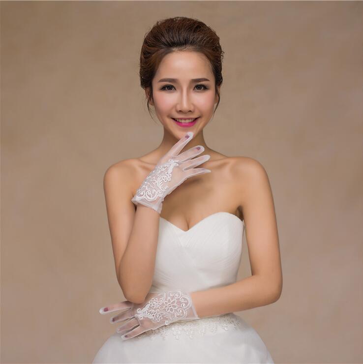 Wedding gloves white short lace gloves bridal wedding dress accessories