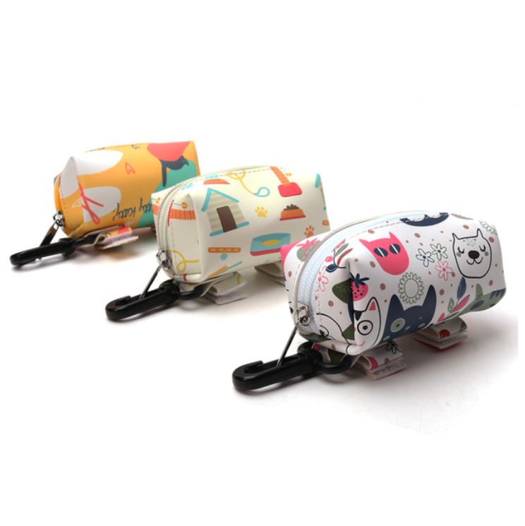 pets hands free pu leather full custom pet dog poop waste bags carrier holder for dogs