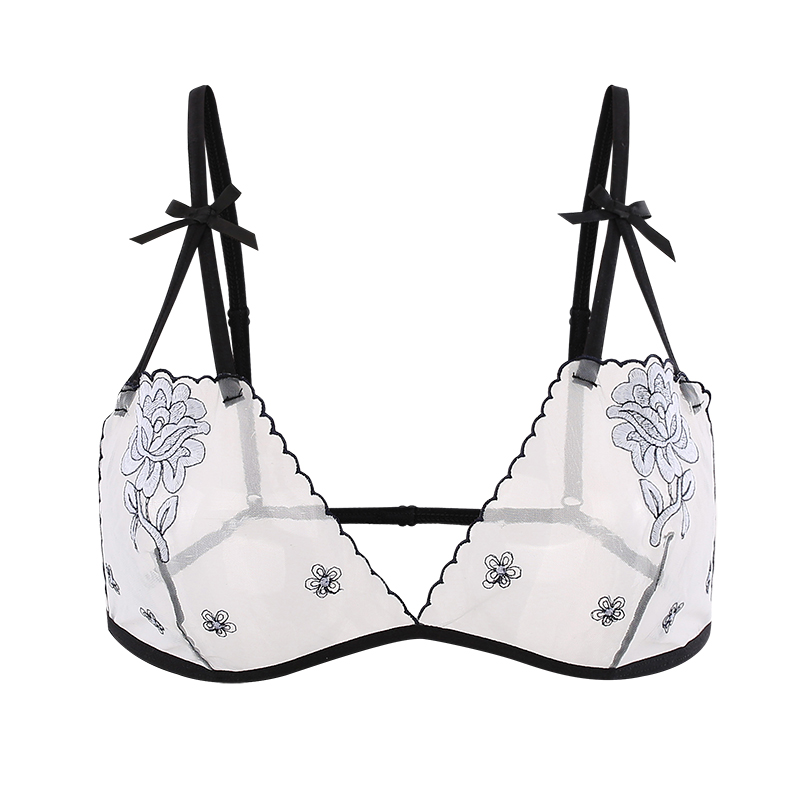 noctilucence floral bandage drawstring transparent lace sexy erotic exquisite lingeries panties and bra bralette set