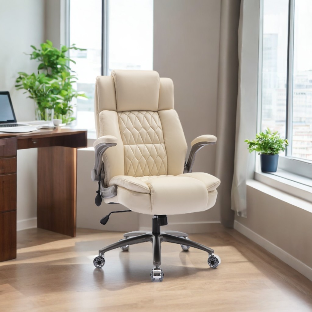 New Smart Computer Chair Beige Big Boss Leather Executive Ergonomic Massage Office Chair for Sale
