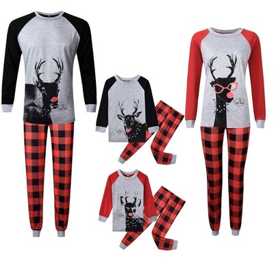 European and American hot-selling new parent-child Christmas print pajamas