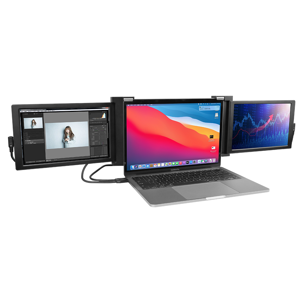 Портативный tri монитор для ноутбука с двойной 10,1 дюймов экраны с USB-C и матч Windows и ОС