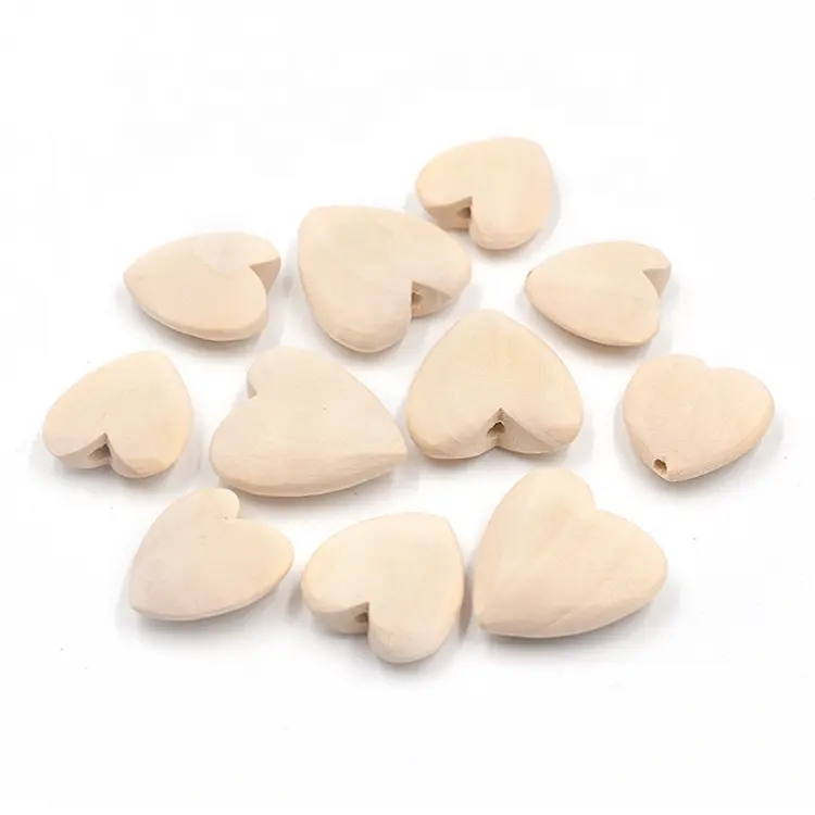 20-40mm large hole heart shape wooden beads for bracelet earring DIY dolls