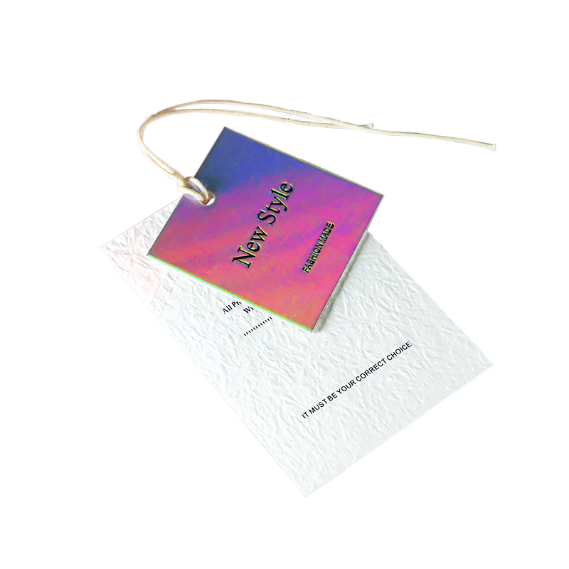 Custom Gradient Sequins Card Logo Recycled Garment Tags Paper Hang Tags