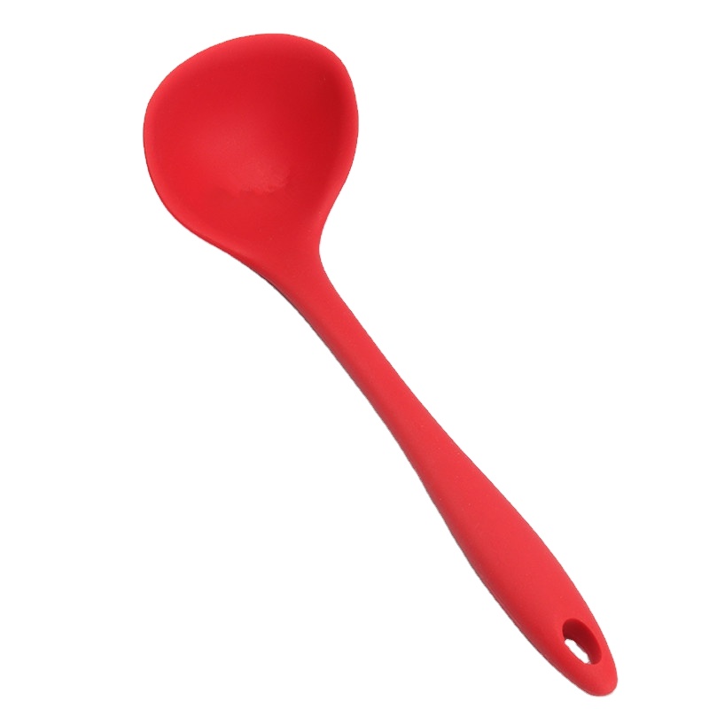 2018 New Developed Silicone Kitchen Utensils Coated Silicone Kitchen Cooking Soup Spoon Scoop With Stainless Steel Core