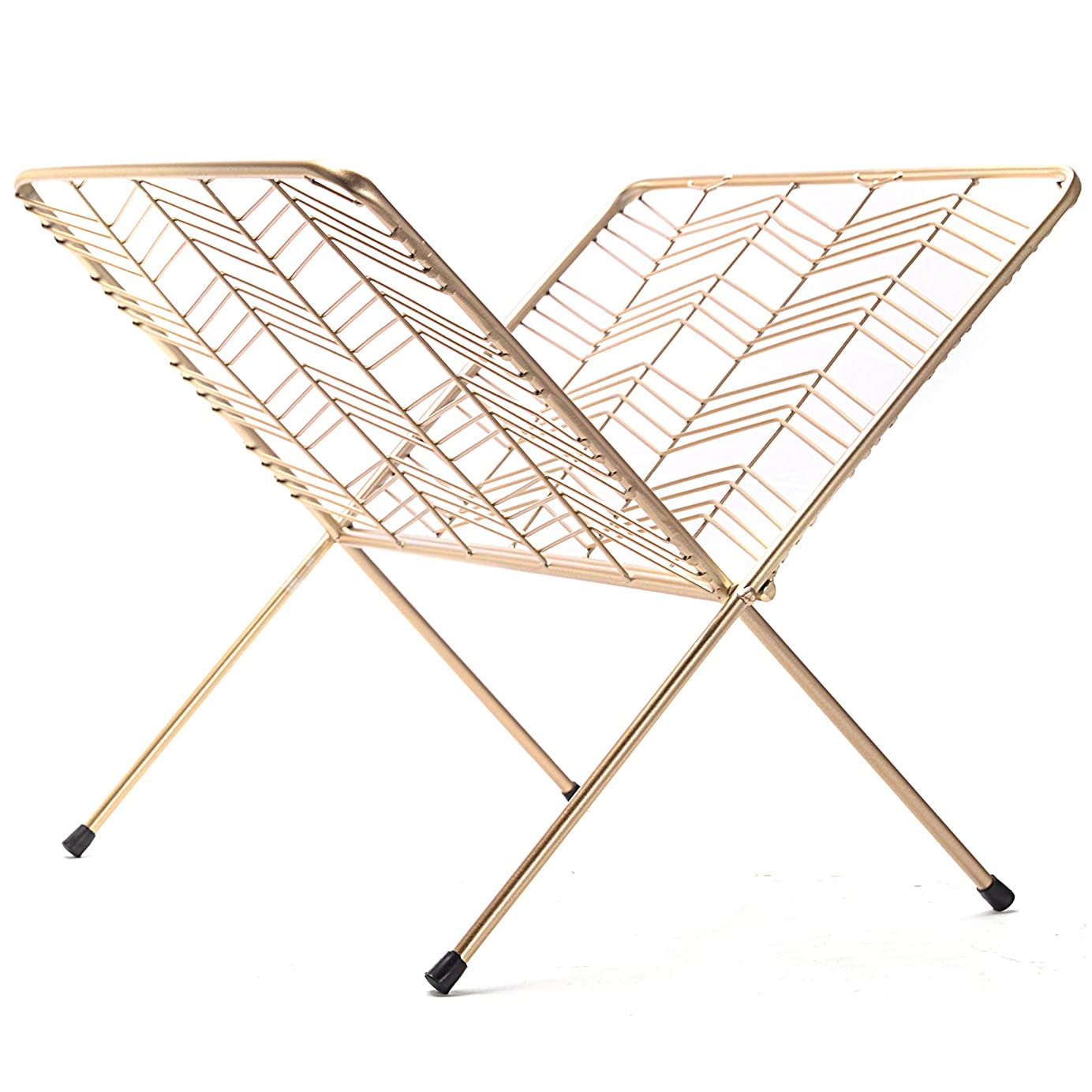 Metal Magazine Rack Sleek Foldable Modern Standing Design Fashion Organizer