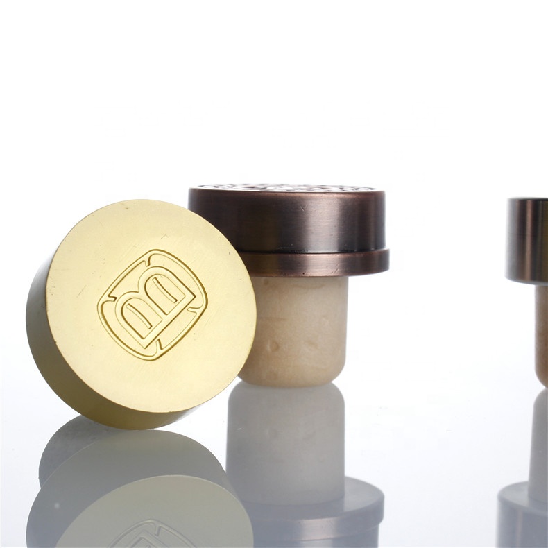 Customized synthetic wooden top T shape laser engraved zinc alloy spirits tequila vodka liquor gin glass bottle stopper cork