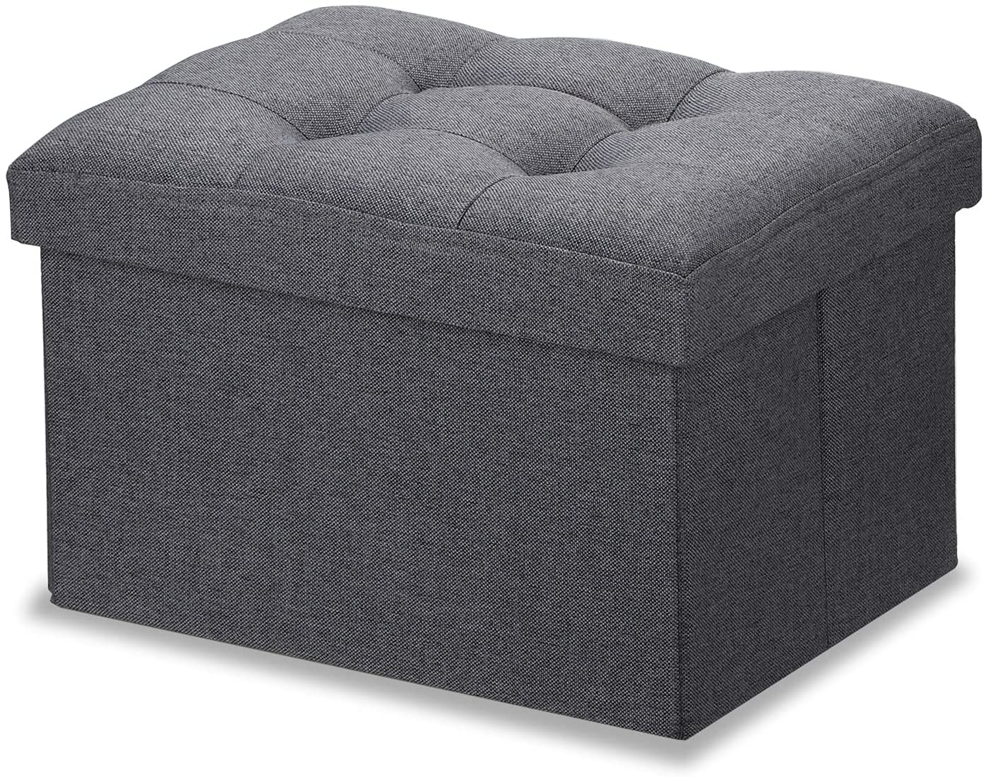 Upholstered Collapsible Folding Bench Luxury Storage Ottoman with Padded Seat Fabric Folding Storage Bench Ottoman