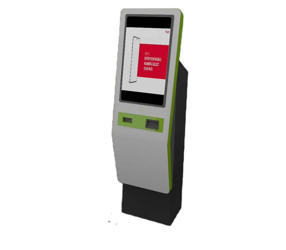 lobby free standing self service touch screen cash payment kiosk