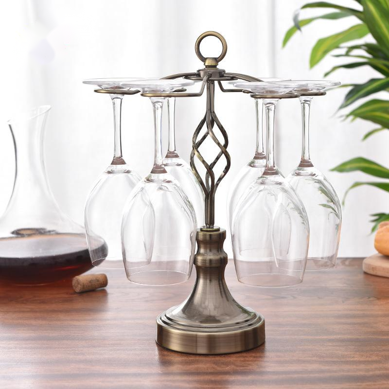 Wine Display Rack Wine Glass Metal Rack Creative Wine Shelf Double Bottle Six Cup Holder