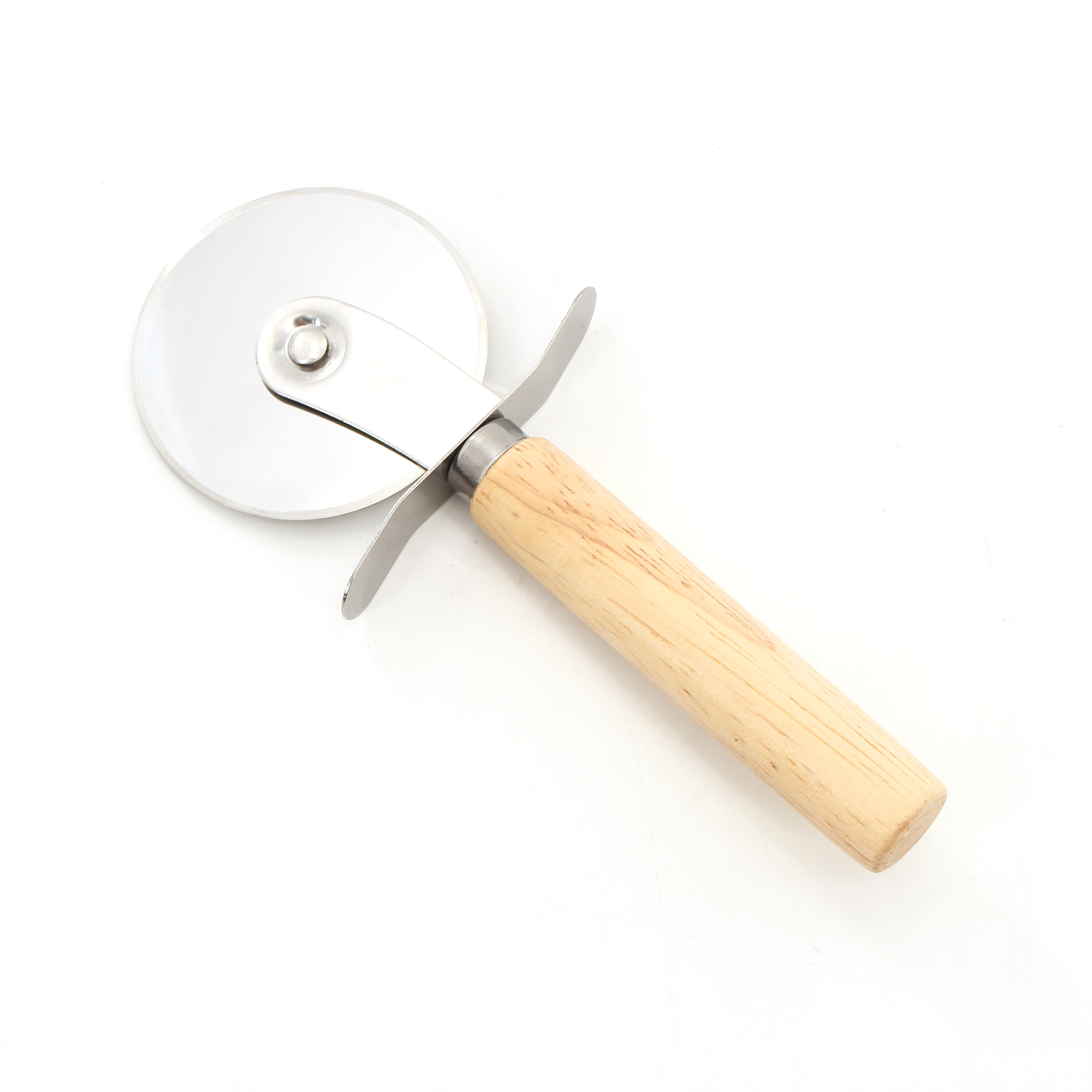 Custom Logo Non Slip Handle High Quality Stainless Steel Pizza Wheel Slicer Wood Handle Pizza Cutter