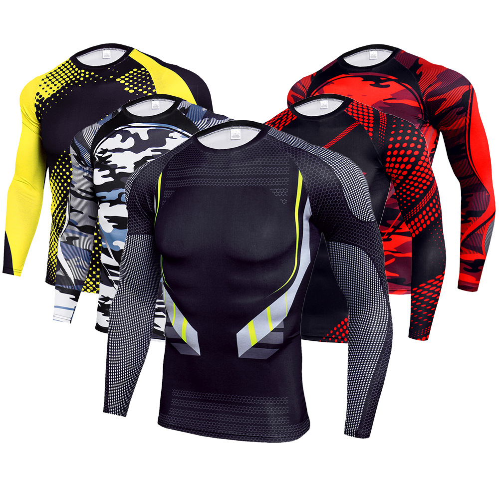 New mens fashion casual round neck sports quick-drying autumn new slim t-shirt long-sleeved t-shirt