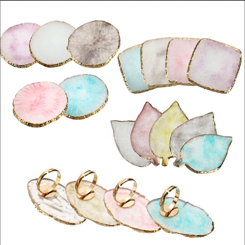 Resin Stone Palette Eyelash Glue Holder Finger Ring Plate Nail Art Ring Gel Polish Foundation Mixing Makeup Cosmetics Tool
