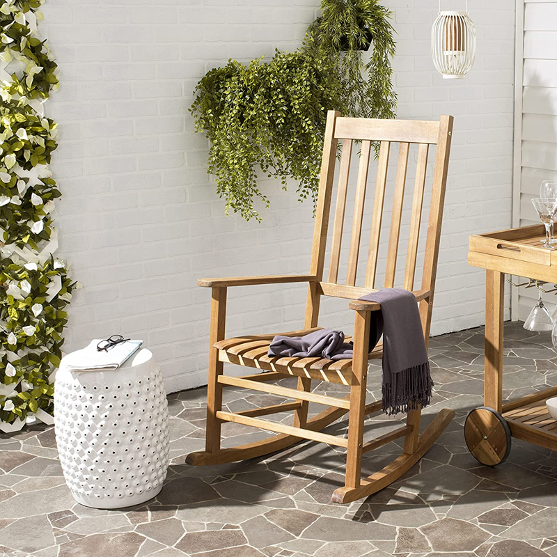 weatherproof outdoor furniture ergonomic corridor patio lounge rocking chair wooden
