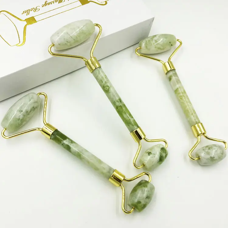 OEM ODM Skincare Real Quartz Jade Roller And Guasha Tool Set-Real Jade Crystal Gem Stone Marble Cuarzo Ice Cold Anti Aging