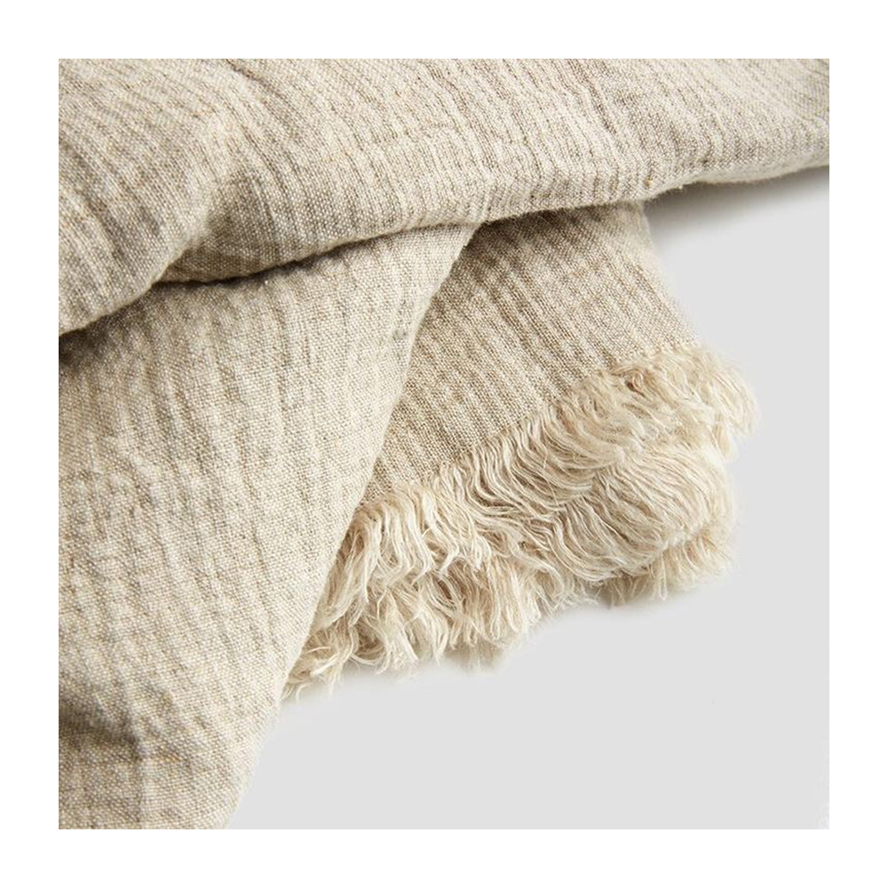 LZ pure 100% flax bed modern linen throw blanket