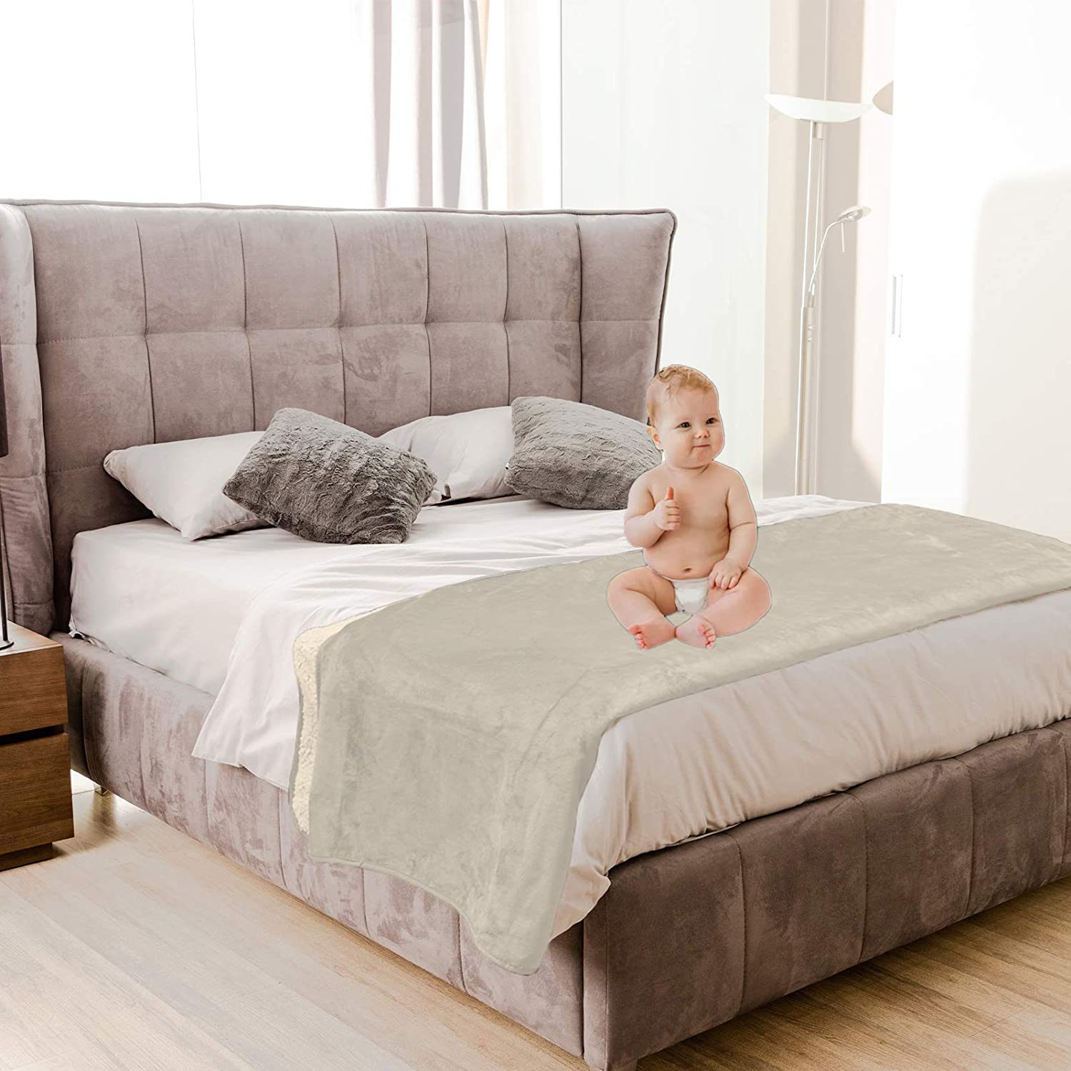 Custom Soft Double Layers Plush Fluffy Waterproof Fleece Sherpa Baby Throw Blanket For Sofa Bed