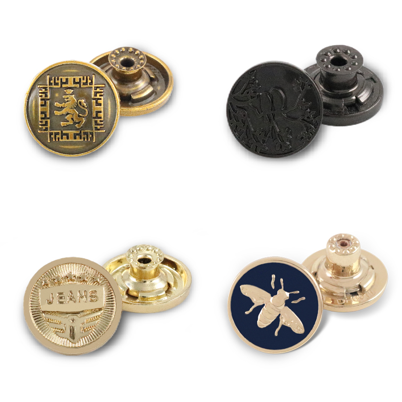 Washable Custom Botones Denim Jeans Personalizados Rivet Engraved Logo Brass Button Stainless Steel Jeans Buttons for Clothes