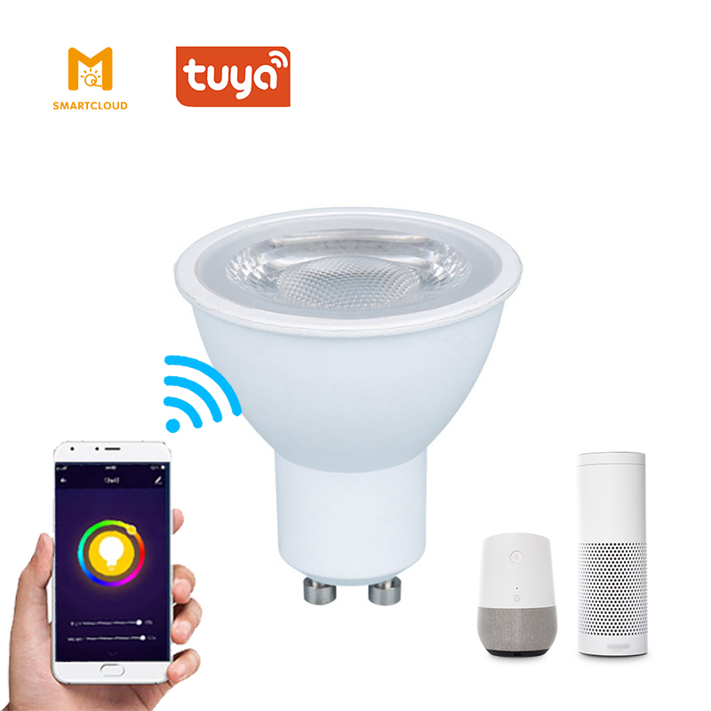 Умная Светодиодная лампа GU10 COB 7 Вт работает с Amazon Alexa и Google Home
