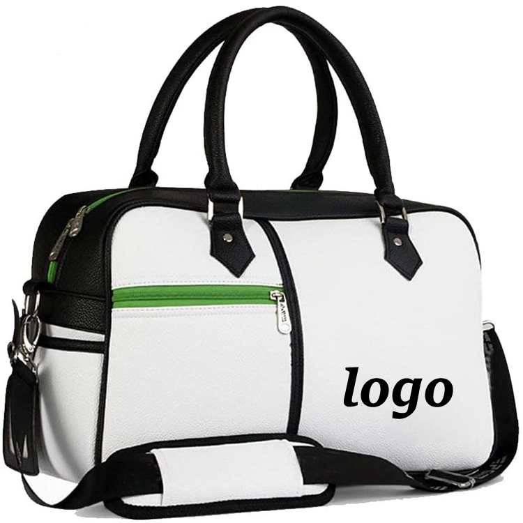 factory price synthetic leather customized brand logo PU Golf Duffle Bag Clothing Boston Bag with Separate Shoes Store Bag