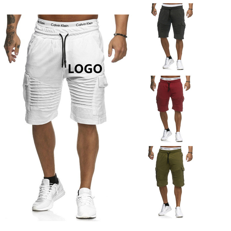 bulk casual summer training gym shorts stripe pocket pleated men cargo shorts