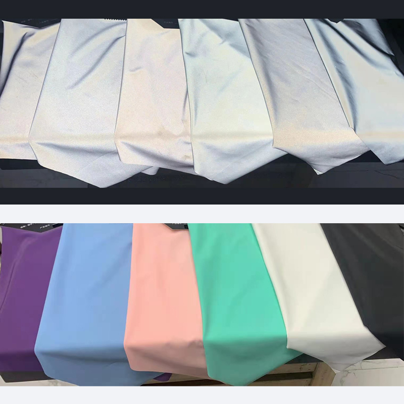 high visibility durable soft polyester spandex stretch elastic color reflective knit fabric for unique swimwear garment clothing