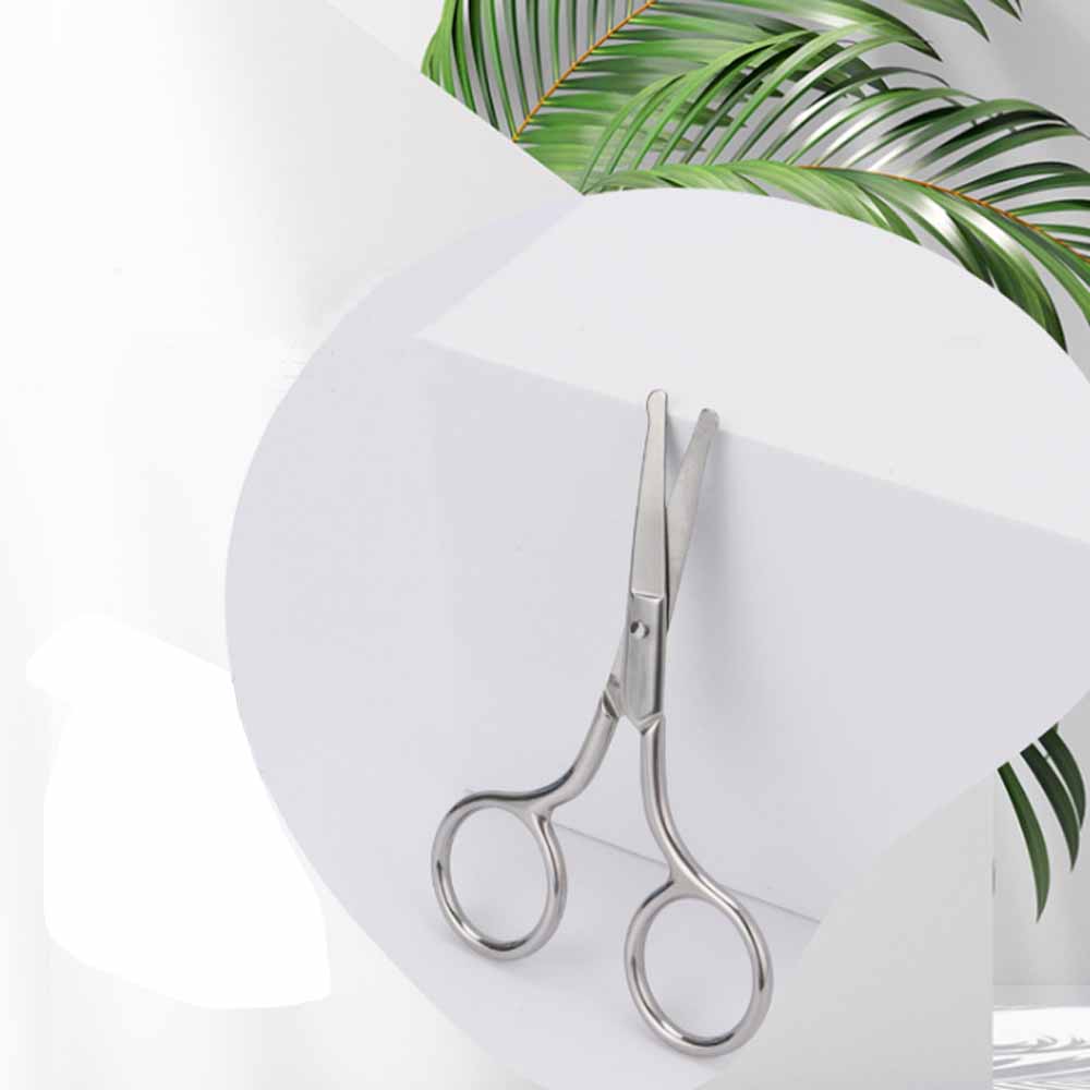 Stainless Steel Portable round head beard nose ear hair removal scissors safety eyebrow beauty scissors