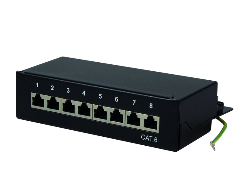 1U 10 дюймов 8 портов FTP Cat5e Cat6 Cat7 стойка крепления BNC патч-панель с заземляющим проводом