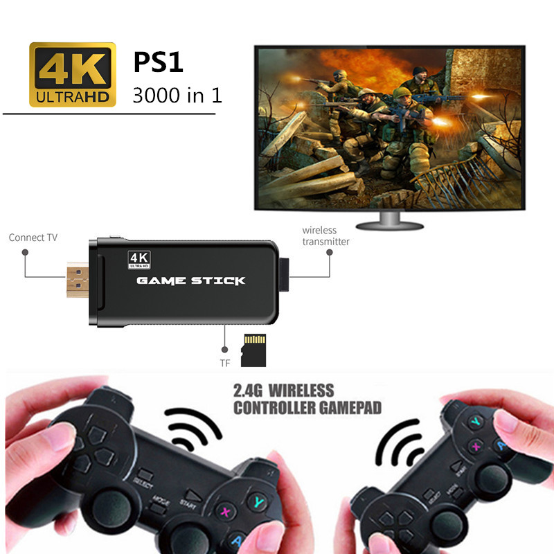 U8 4K HD видео игровая консоль 2,4G двойной беспроводной контроллер 64 ГБ 10000 игр Классическая Ретро ТВ игровая консоль для PS1/MAME