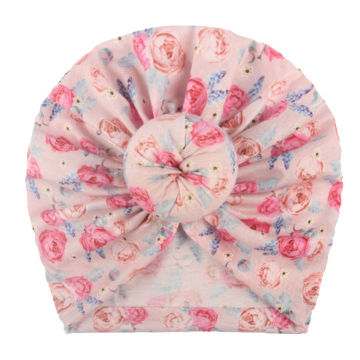 Hot Seller Cute Donuts Baby Winter Hat Floral Print Boy Girl Hat Newborn Beanies Bonnet Kids Headwraps Hair Accessories