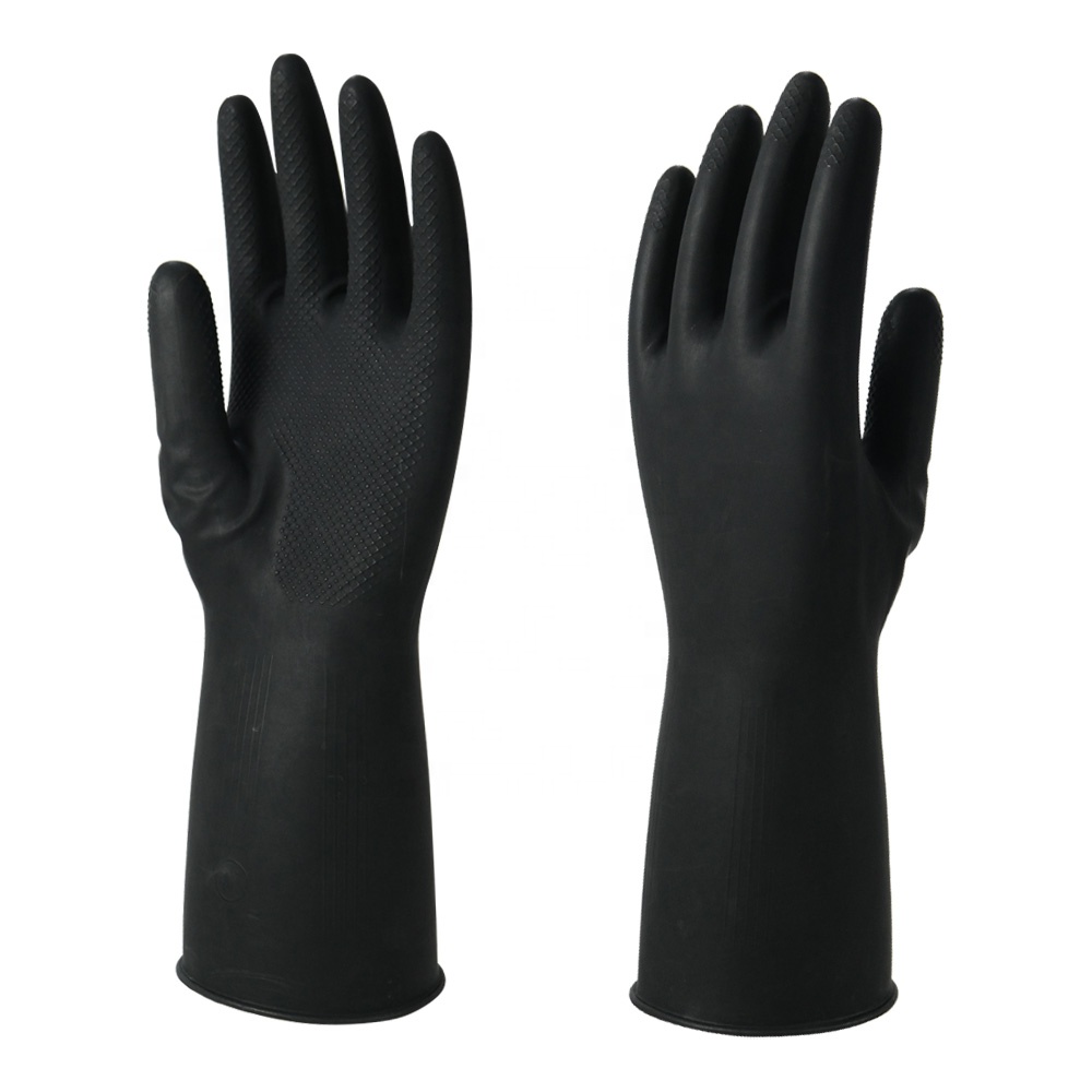 Latex Rubber Industrial Protection Gloves for Heavy Duty Chemical Resistant