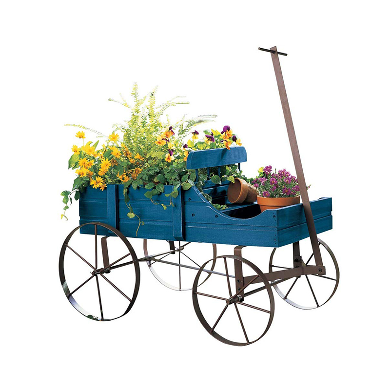 Blue Amish Wagon Decorative Indoor/Outdoor Garden Backyard Planter