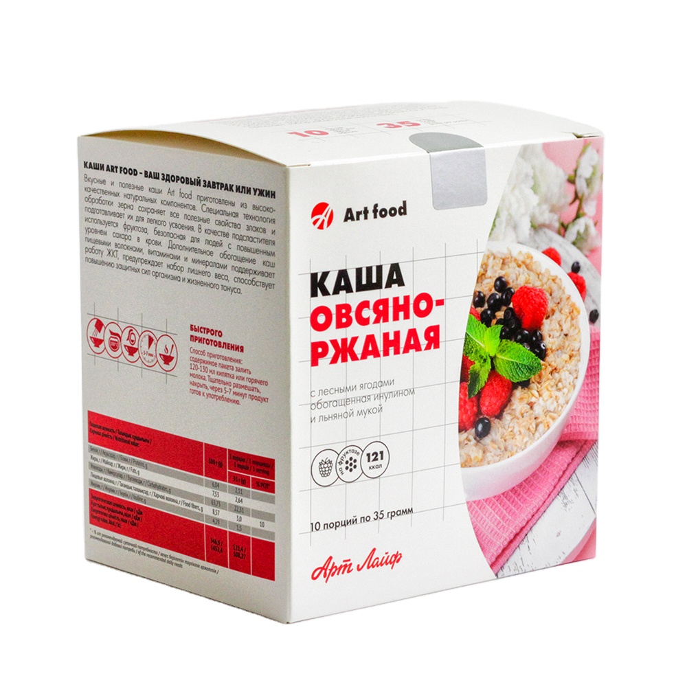 Мгновенное здоровое питание, 10 частей, 35 г, каша «Овсянка-рыба с дикими ягодами»