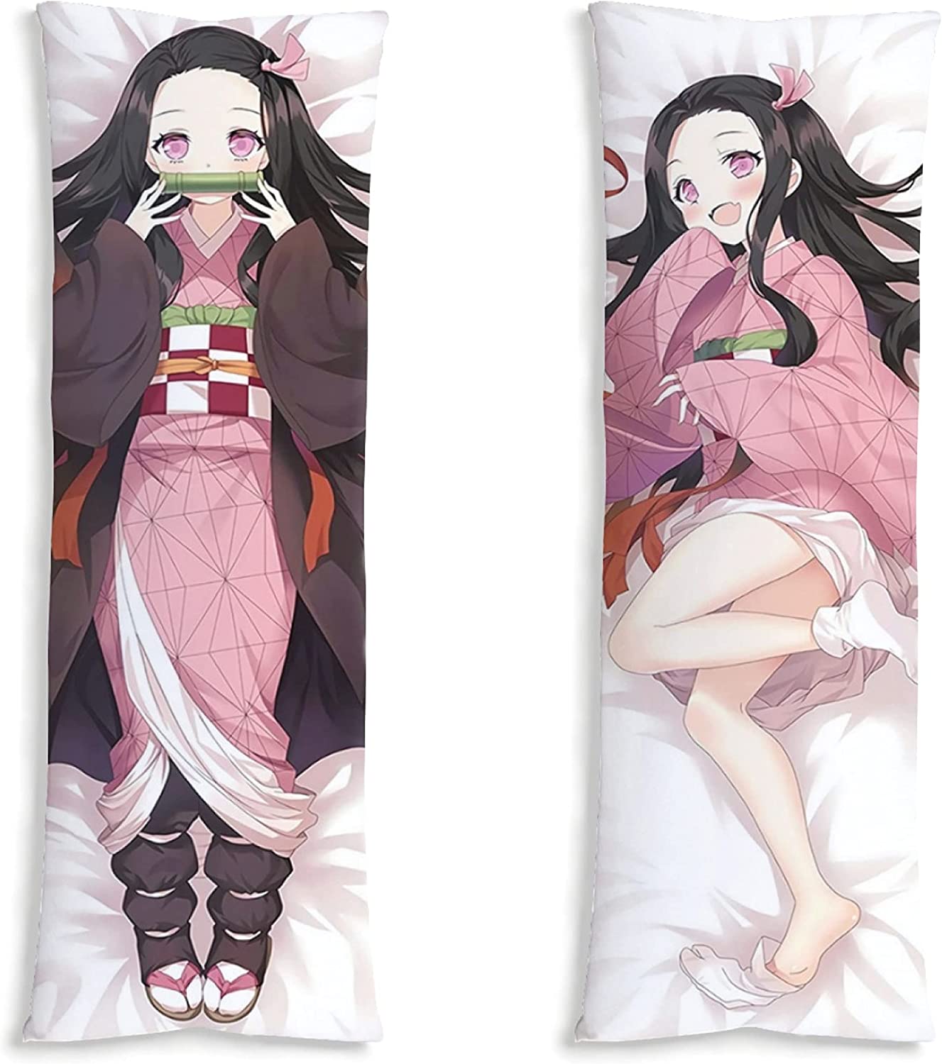 Anime Gifts Demon Slayer Nezuko Body Pillow Double-Sided Dakimakura Cover Peach Velvet Throw Pillow Case
